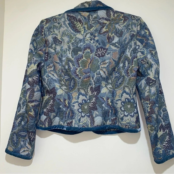 Women’s Vintage Victorian Floral Talbots brand Blazer Jacket blue Velvet size  2 - Picture 8 of 13